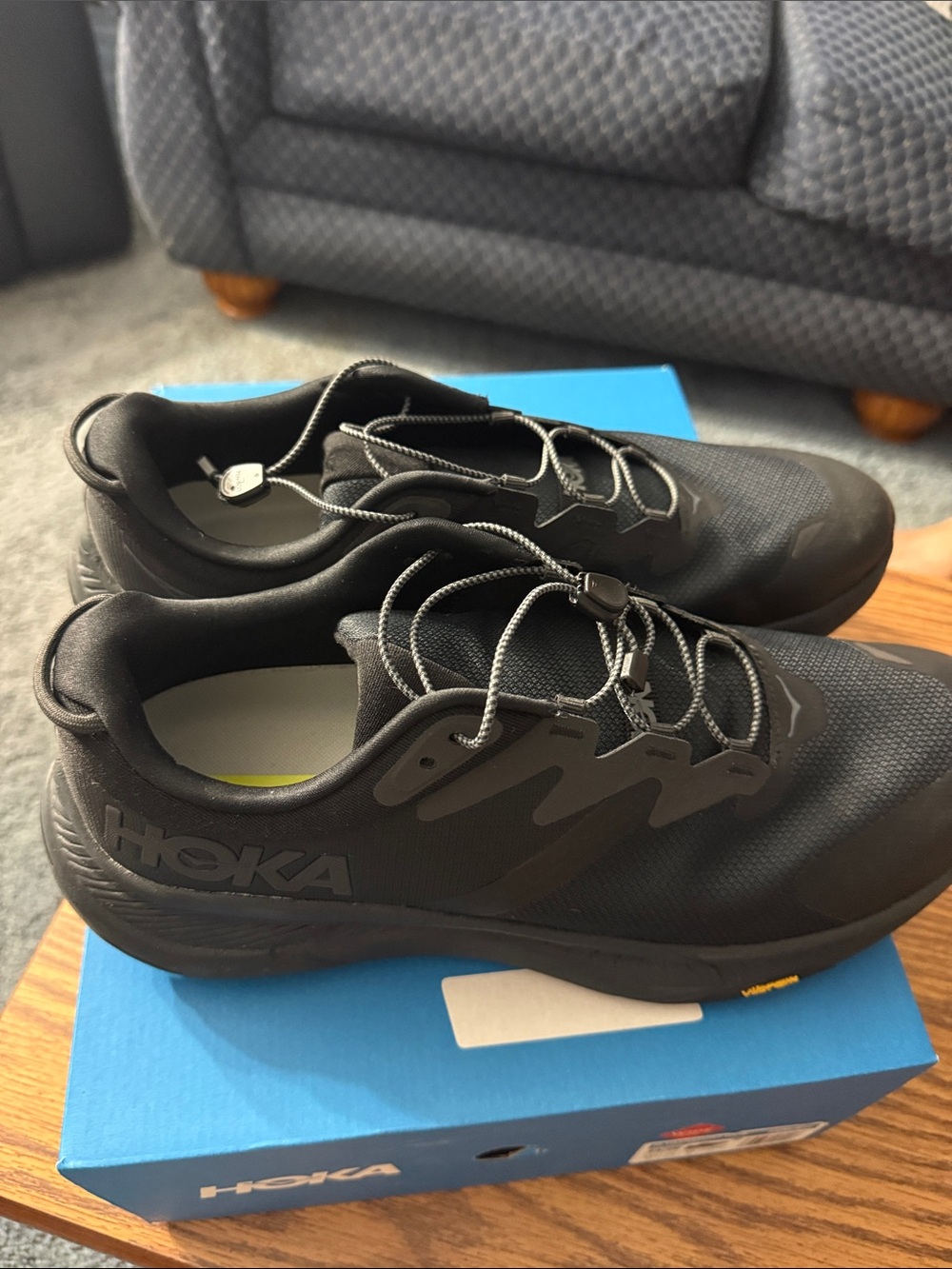 Hoka Men's Black Athletic Running Shoes with Quick-Lace